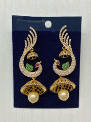 CZ Classic Ruby Green Peacock Jhumka Earing