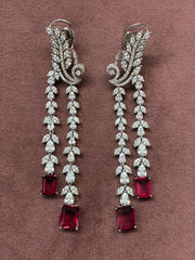 CZ Ruby Long Adorable Earring