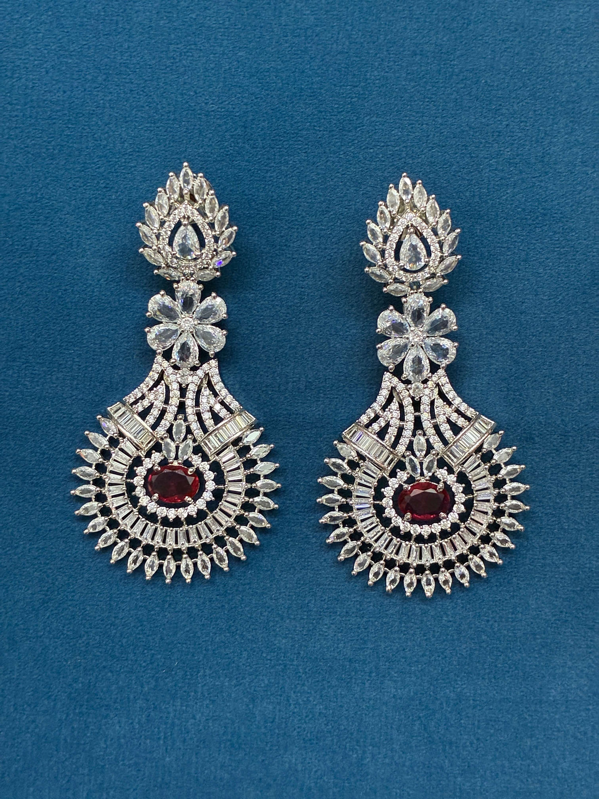 CZ Royal Ruby Designer Earring