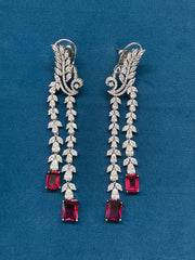 CZ Ruby Long Adorable Earring