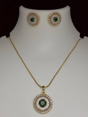 CZ Elegant Emerald Pendant Set