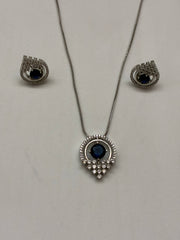 CZ  Sapphire Blue Designer Pendant Set