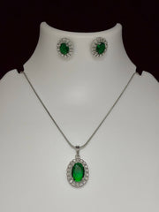 CZ Empress Emerald Pendant Set