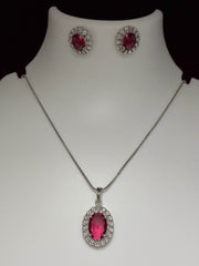 CZ Royal Ruby Pendant Set