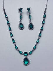 CZ Drop line Necklace Set