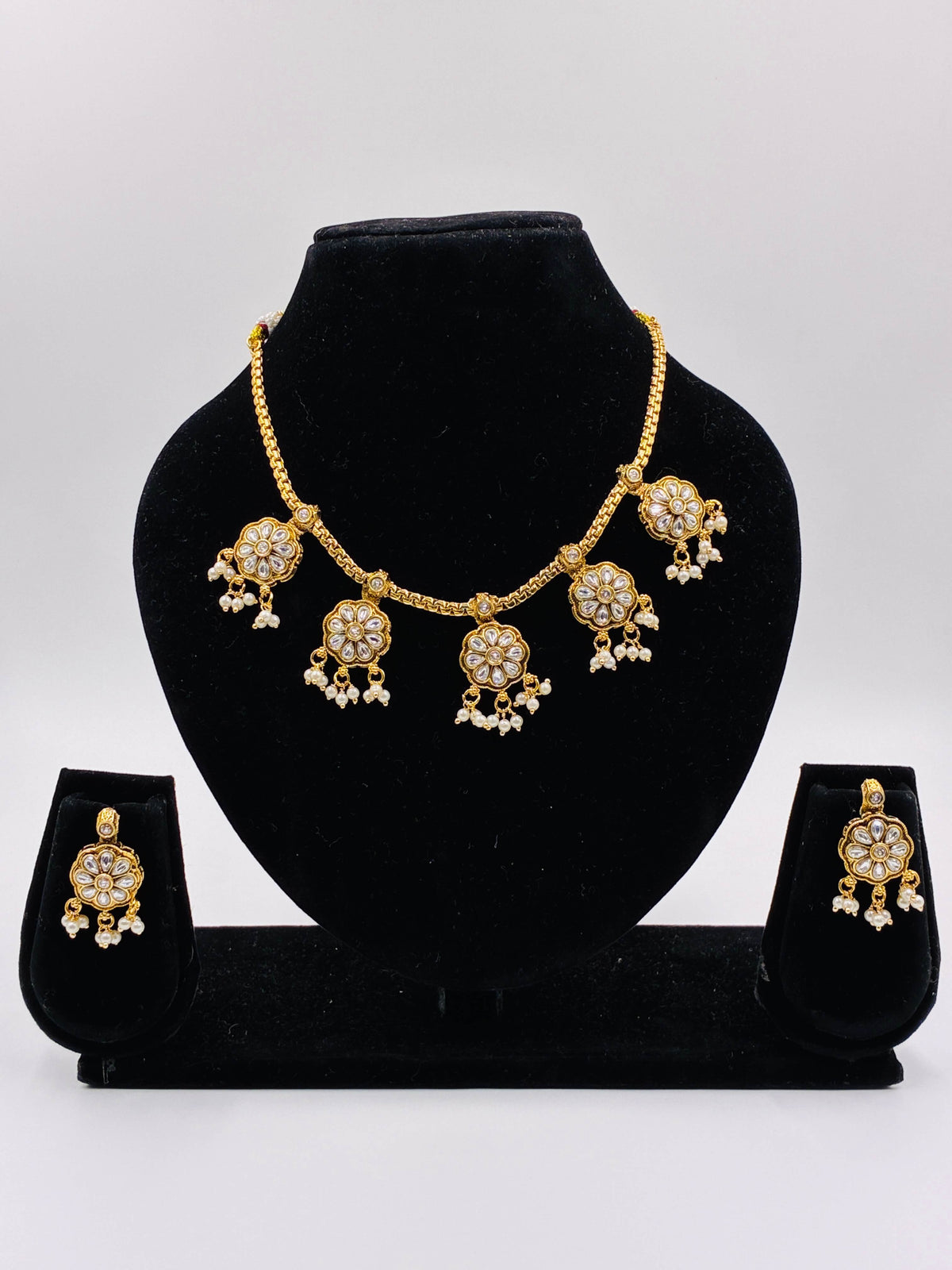 Antique Floral Charm Necklace Set