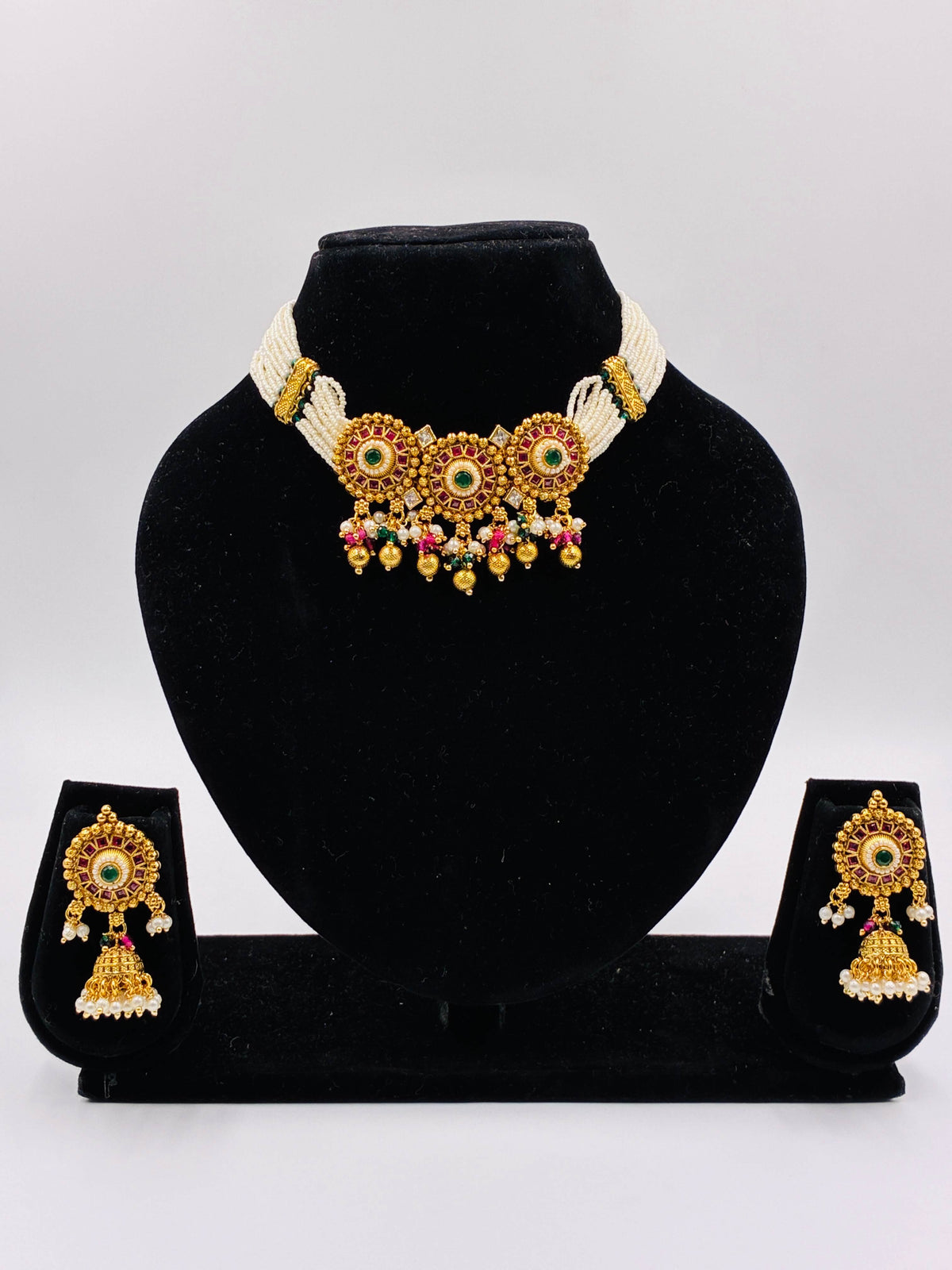 Antique Ruby Green Classic Choker Set