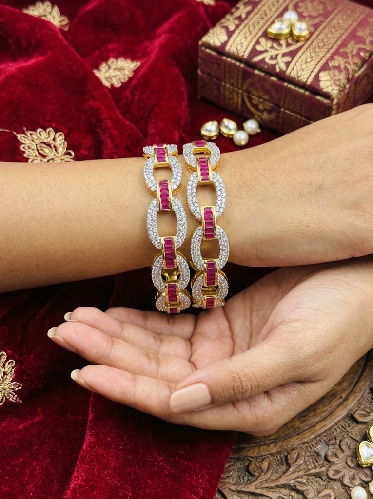 CZ Pink Loop Luxe Designer Bangle