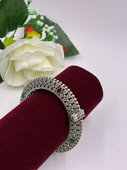 Oxidised Openable Ruby Green Antique Kada