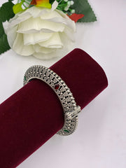 Oxidised Openable Ruby Green Antique Kada