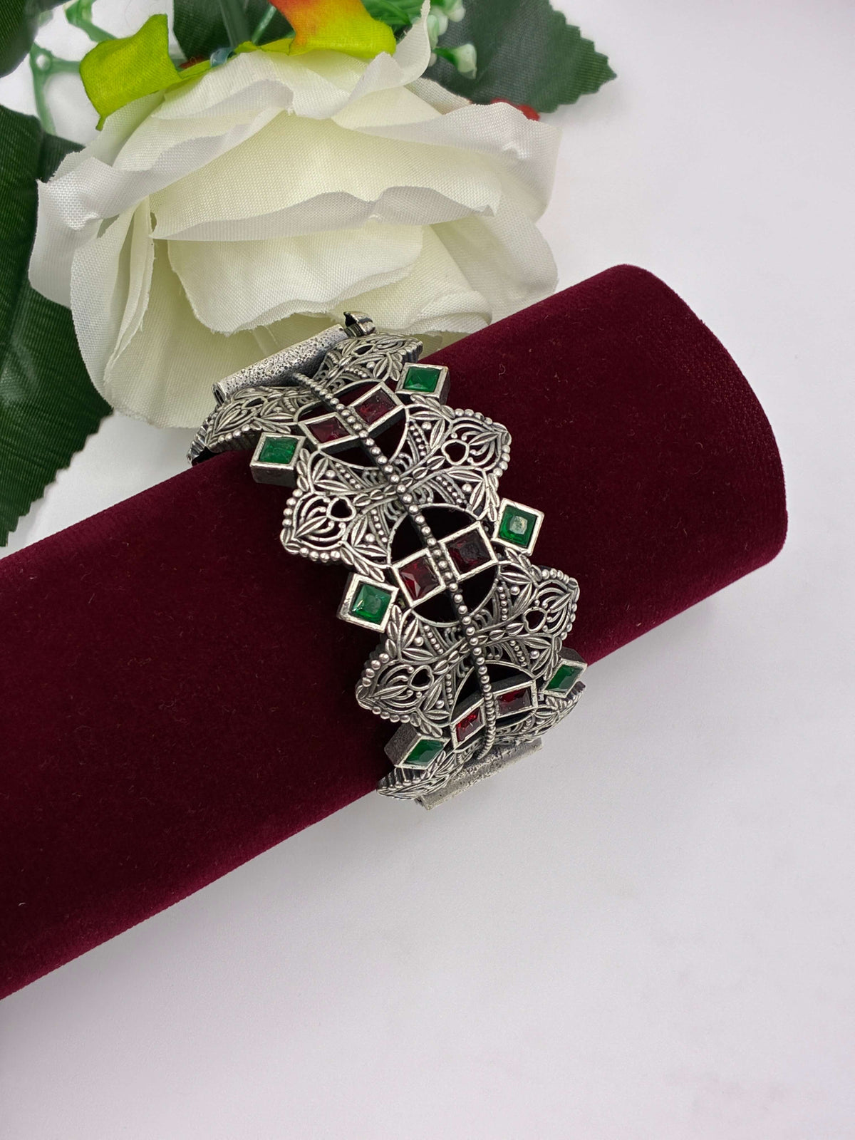 Oxidised Openable Fine Carving Kada