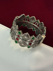 Oxidised Openable Fine Carving Kada